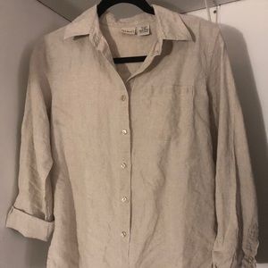 L.L. Bean Beige Linen Button Shirt